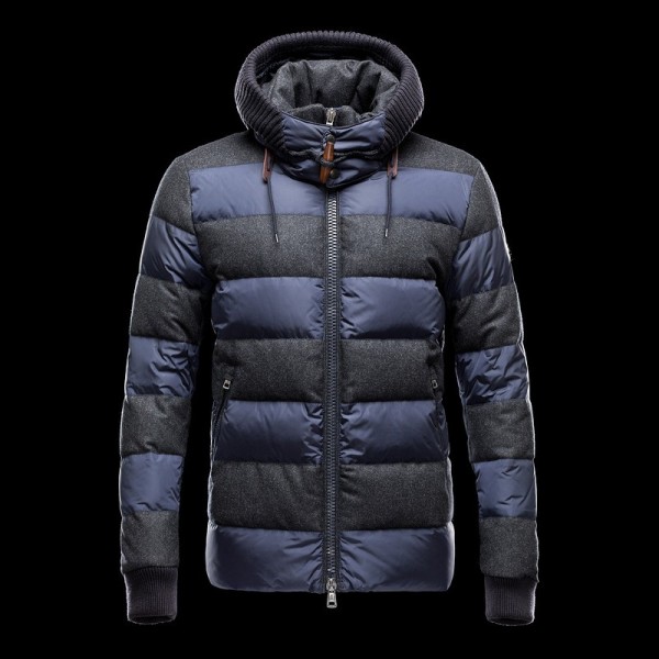 Moncler Slim blu e berretto nero e Slash corta da uomo Cappotti uscita